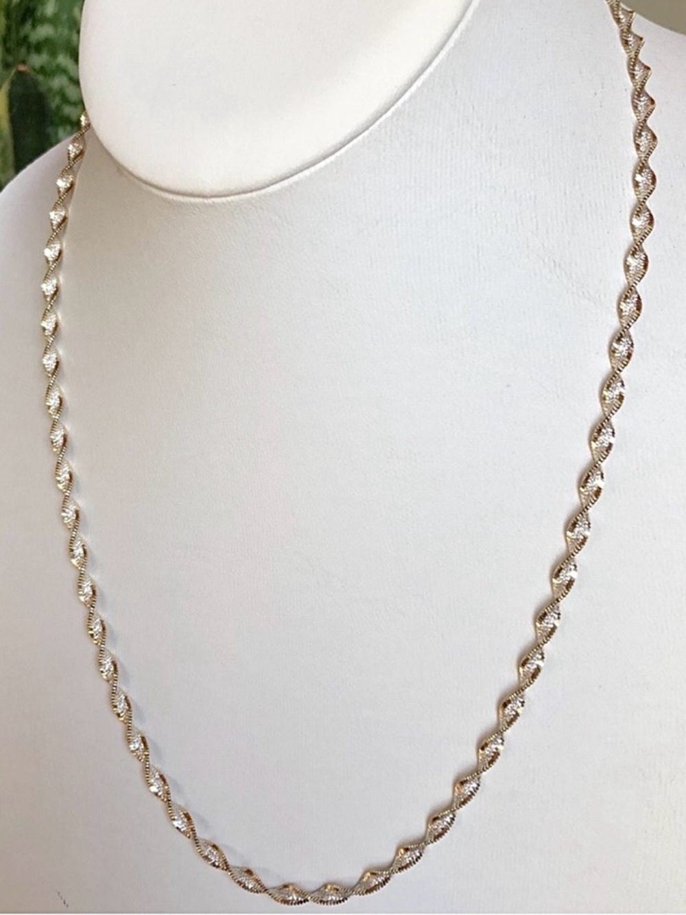 Italy 925 Silver & Gold Twisted Necklace - Vintage
